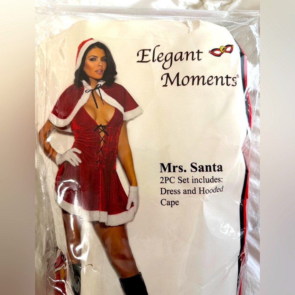 Sexy ❤️Mrs. Claus, 2-Pieces, Short Halter Dress & Cape w/ Hood